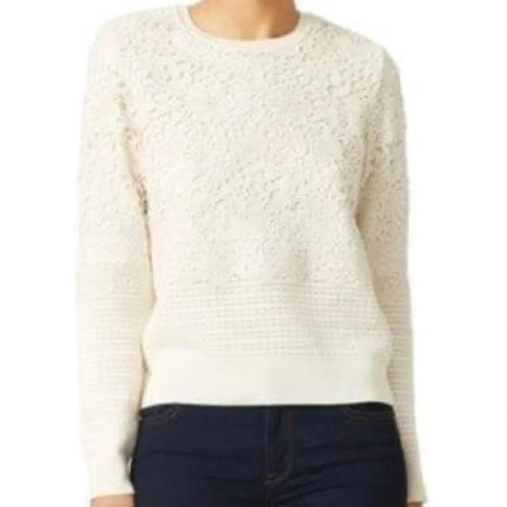 S‎ Petite Cream Tory Birch Sweater Long Sleeve Lace